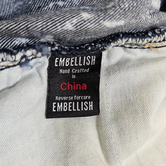 EMBELLISH NYC Men's Textured Button & Zipper Splash Denim Jeans Sz 36 - Picture 10 of 15